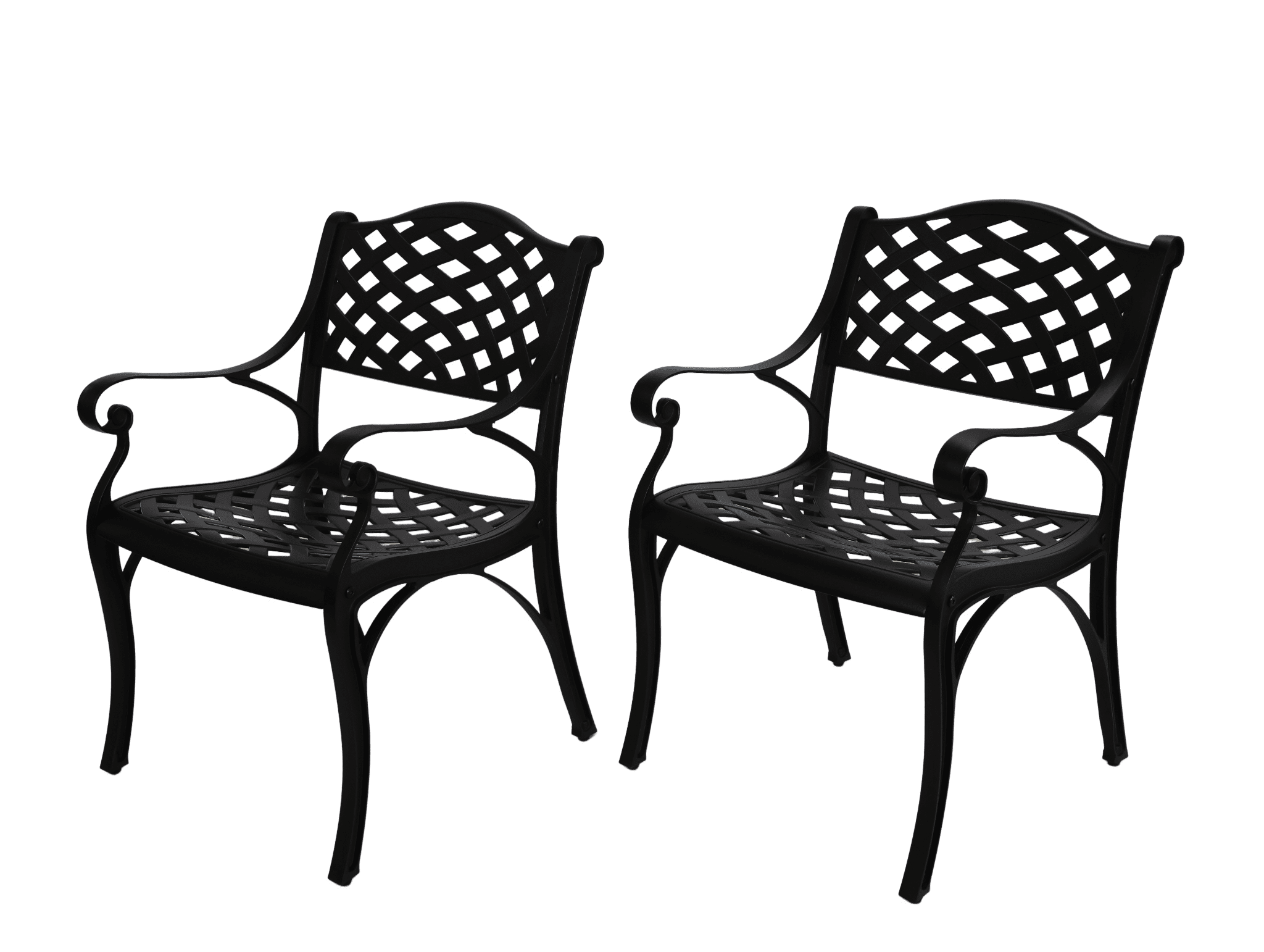 Cast Aluminum Patio Chairs Set of 2,Outdoor Bistro Dining Chair with Armrests,2 Piece Patio Bistro Chair , Patio Furniture for Garden,Black