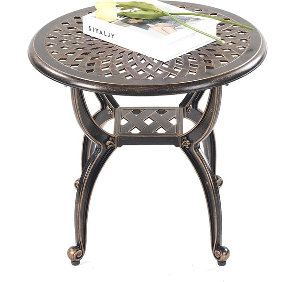 Cast Aluminum Side Table, Rust-Resistant, Weather Resistant End Table, Coffee Table – Perfect for Patio, Backyard or Garden. Outdoor Patio
