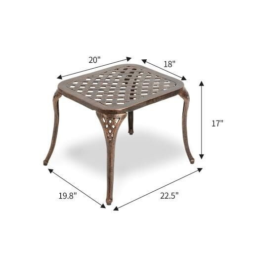 Cast Aluminum Side Table for Chaise Lounge - Compact Black Outdoor Table for Poolside, Garden, and Patio Use
