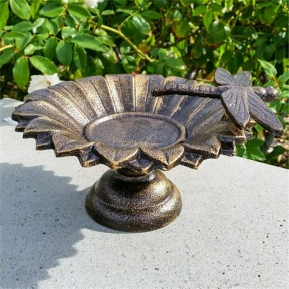 Cast Aluminum Tabletop Birdbath, Antique Brass