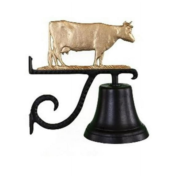 Cast Bell With Gold Bronze Cow Ornament