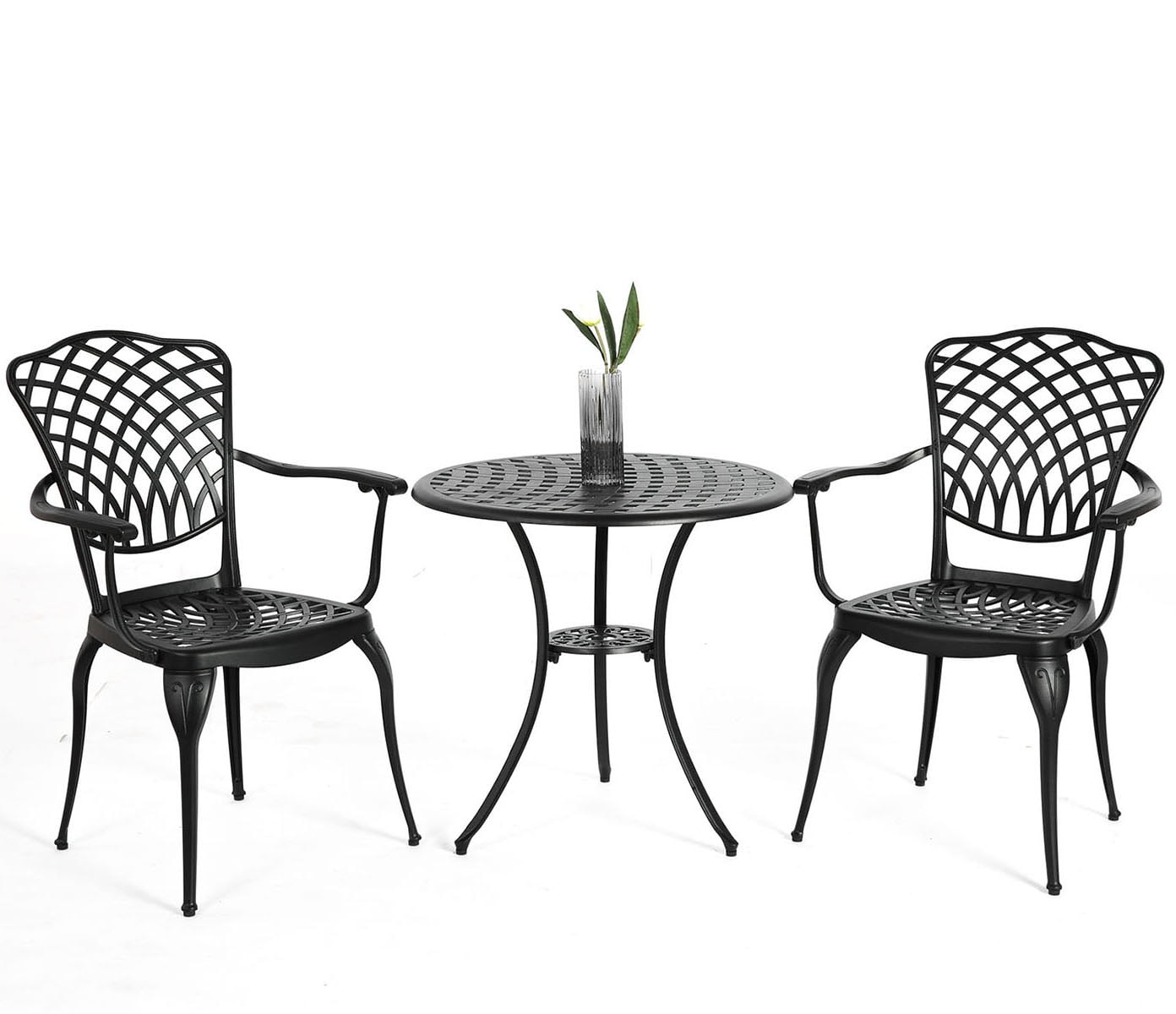 Cast Bistro Set with Chairs and Table for Outdoor Spaces - 3 Piece ...