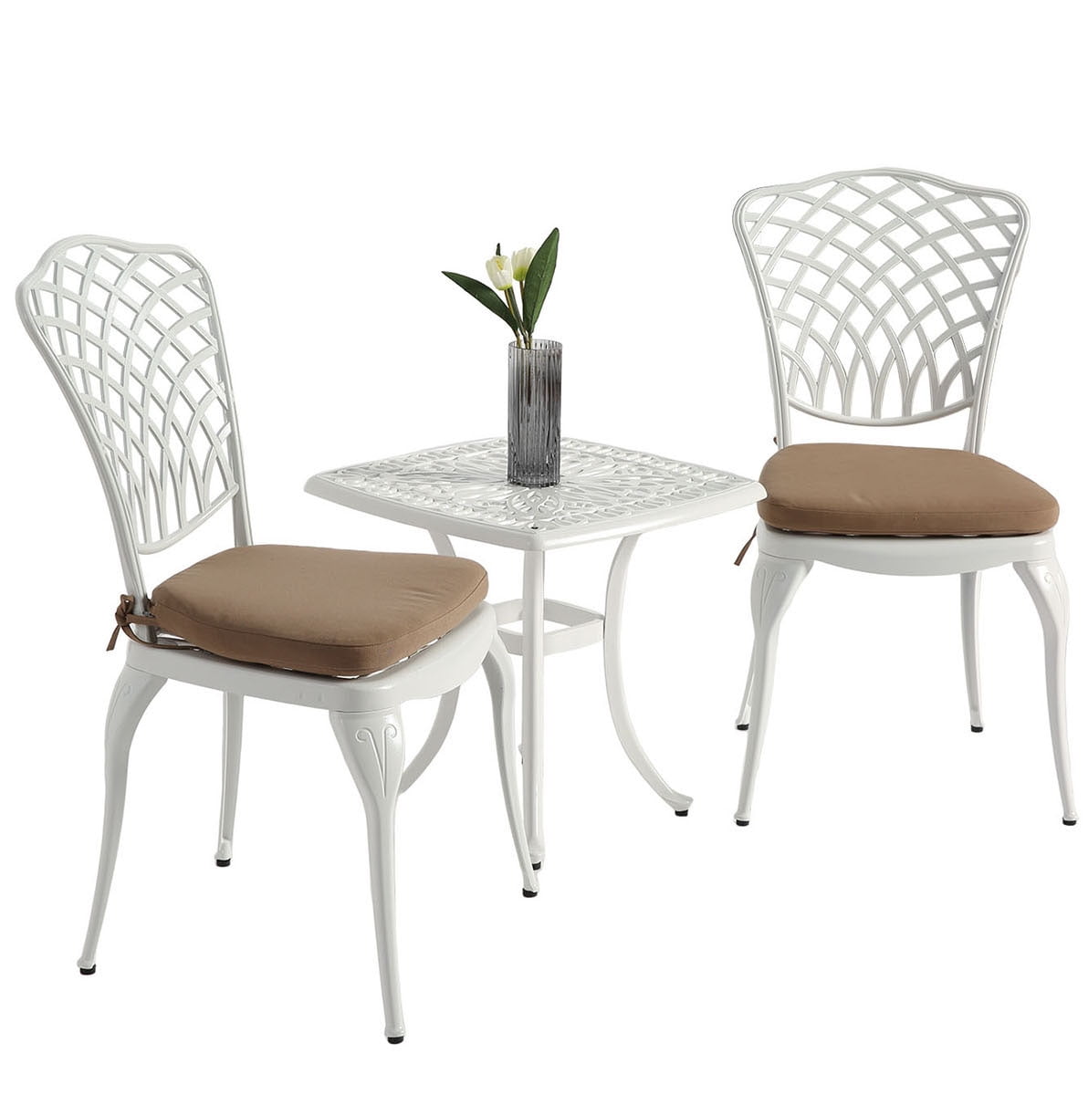 Cast Bistro Set with Chairs and Table for Outdoor Spaces - 3 Piece ...