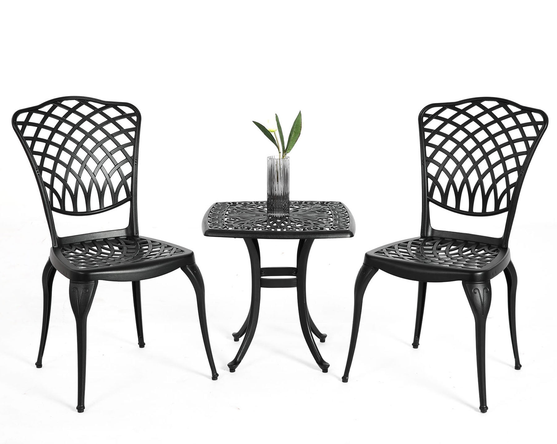 Cast Bistro Set with Chairs and Table for Outdoor Spaces - 3 Piece ...