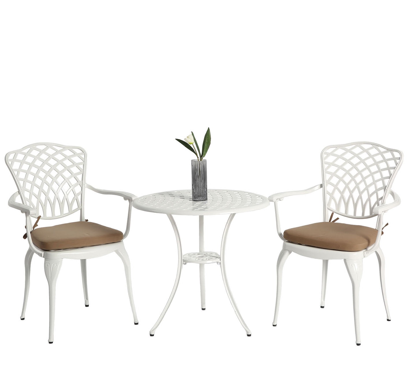 Cast Bistro Set with Chairs and Table for Outdoor Spaces - 3 Piece ...
