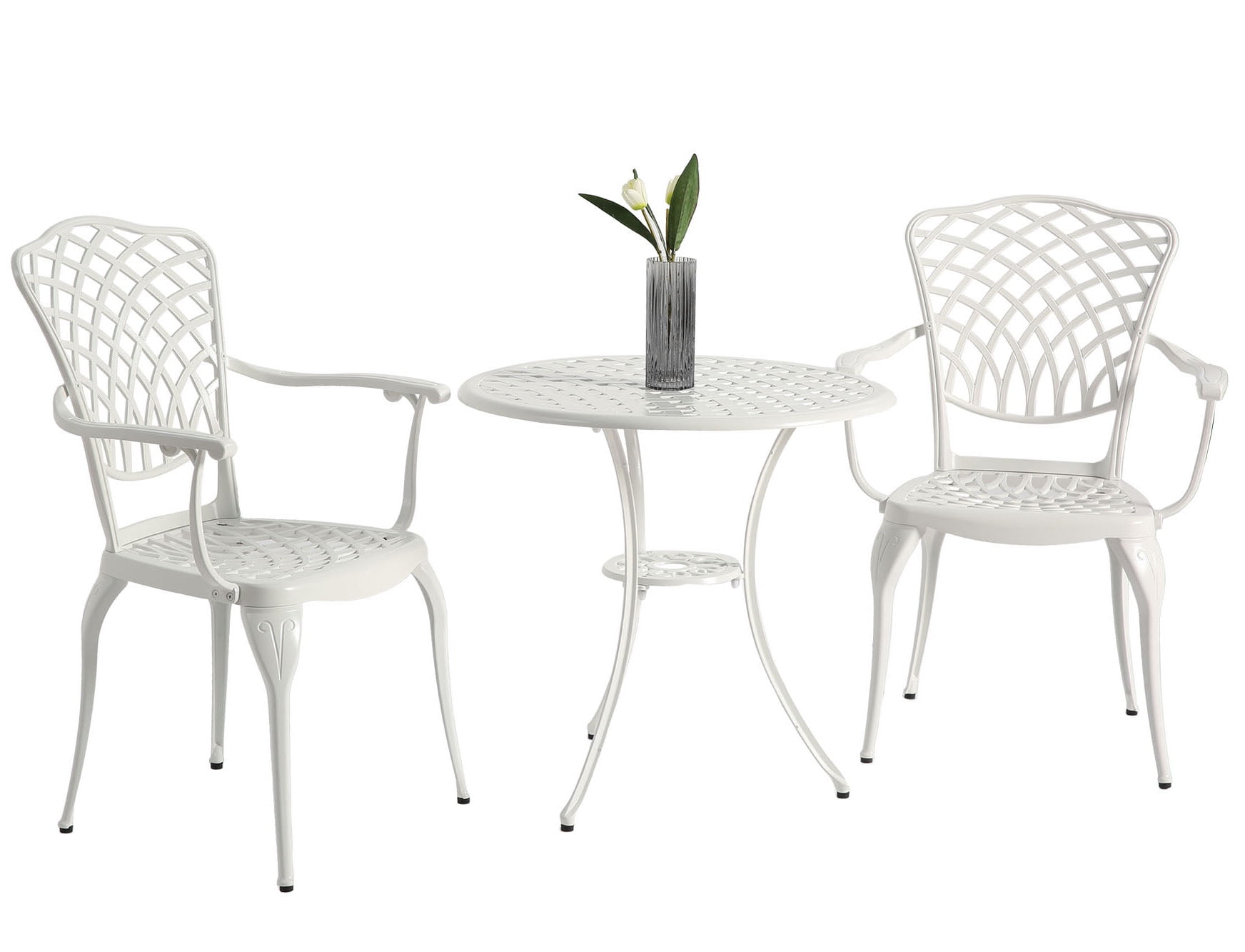 Cast Bistro Set with Chairs and Table for Outdoor Spaces - 3 Piece ...
