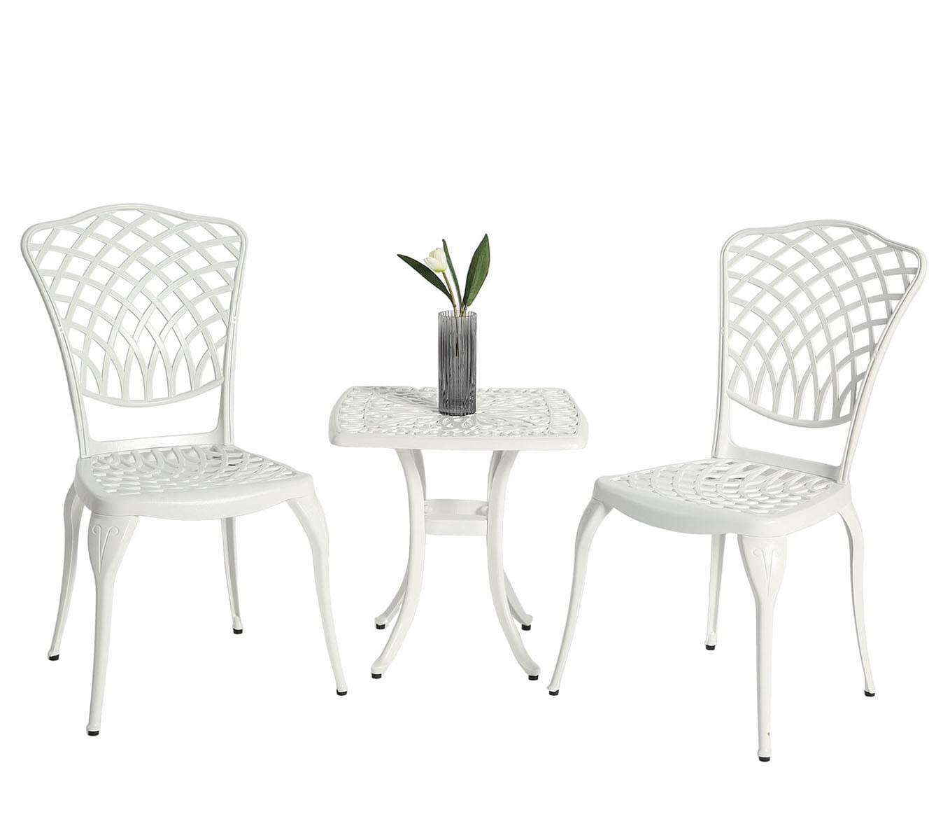 Cast Bistro Set with Chairs and Table for Outdoor Spaces - 3 Piece ...