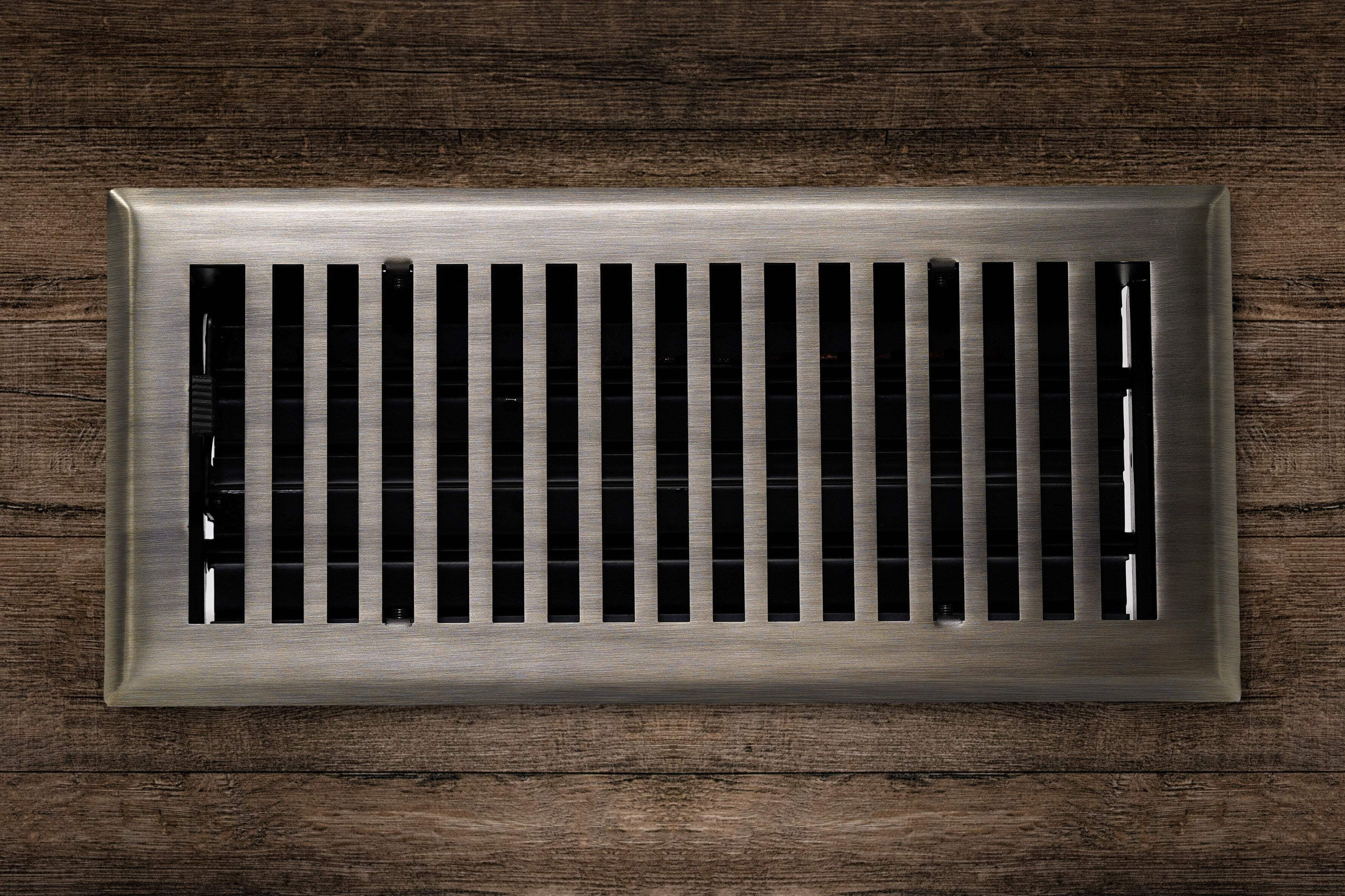 Antique Brass 4" x 14" Contemporary Vent Cover with Adjustable Dampers