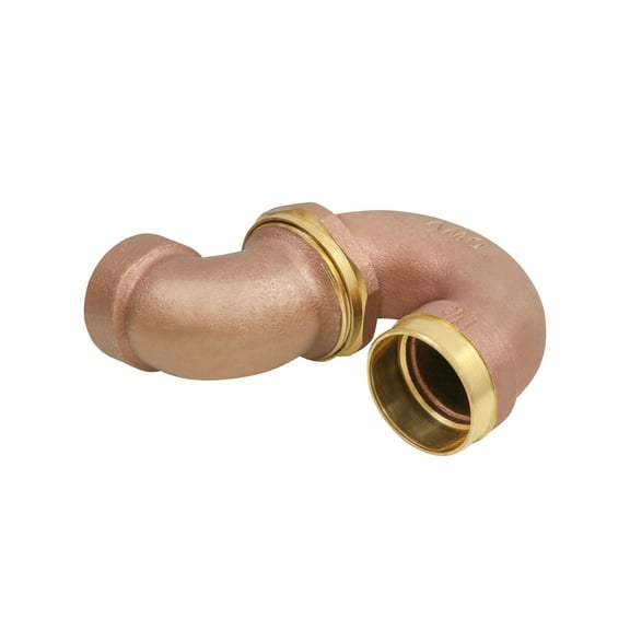 Cast Brass DWV P-Trap 2" C x 2" C with Cleanout for Drain,Waste and Vent Systems