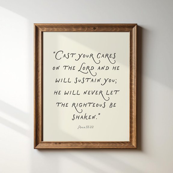 Cast Your Cares On The Lord Because He Cares For You, Trendy Decor, Bible Verse, Encouraging Art Wall Art, Modern Wall Decor For Living Room, 8x12 UNFRAMED