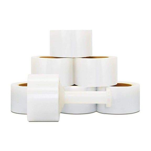 Cast Hand Narrow Banding Stretch Wrap - Clear, 2 in. x 600 ft. 150 Gauge, 48 Rolls + Free White Plastic Handle