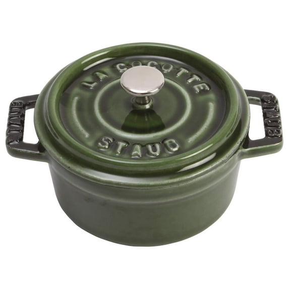 Cast Iron 0.25-qt Mini Round Cocotte - Basil, Made in France