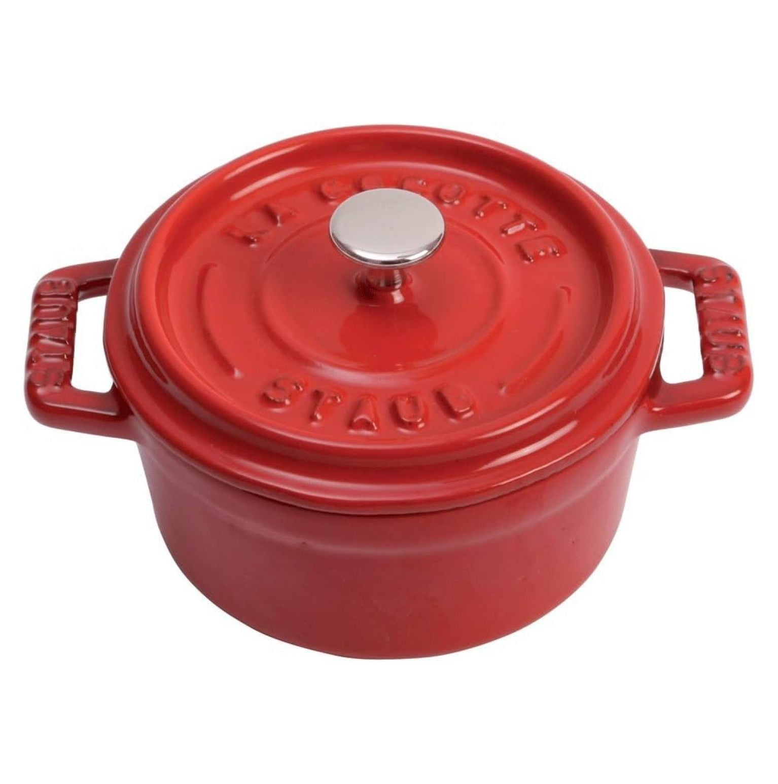 Cast Iron 0.25qt Mini Round Cocotte Cherry, Made in France
