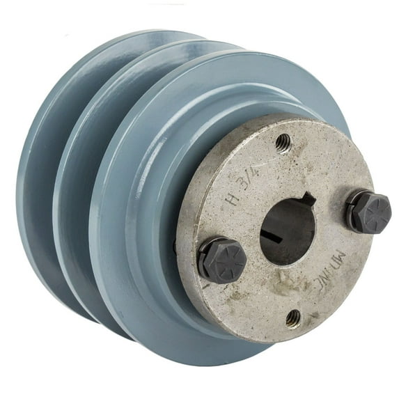 2BK34H Cast Iron 3.5 " Dual Groove Pulley 2 Belt B Section 5L with 3/4" Sheave Bushing