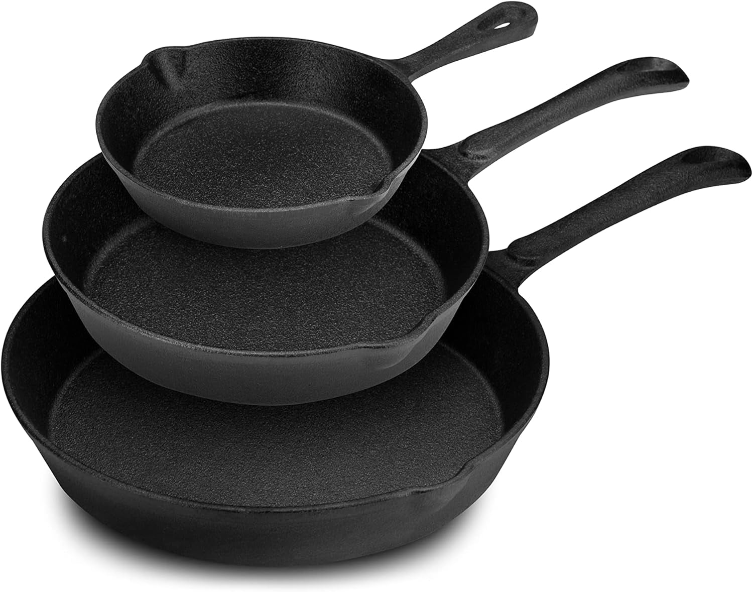 Cast Iron 3 Piece Skillet Set, Nonstick PreSeasoned Chemical & Heavy
