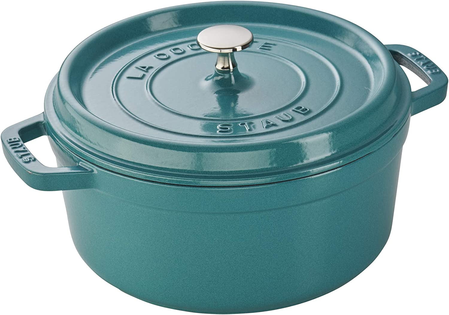 Turquoise Enameled Cast Iron 4-Quart Round Cocotte