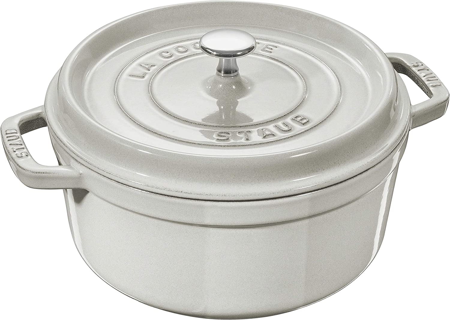 Cast Iron 4qt Round Cocotte White Truffle, Made in France