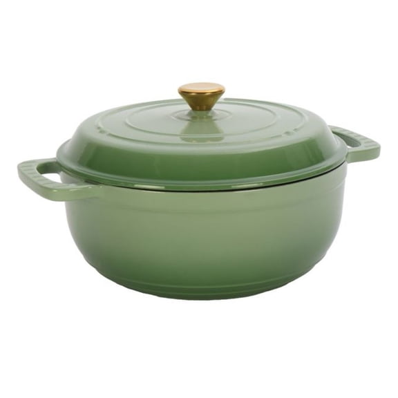 Cast Iron 6QT Dutch Oven - Enamel Pot with Lid & Silicone Gloves - Gradient Red - Heavy Duty 6-Quart Enameled Cast Iron Cookware for Stewing, Braising, Baking