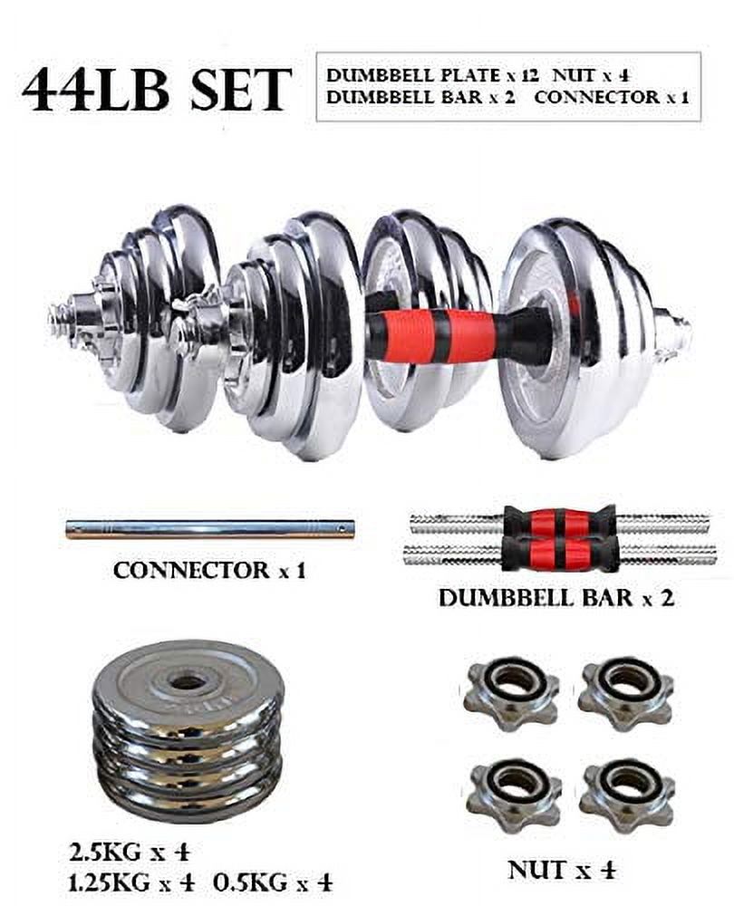 44lb Adjustable Dumbbell Set With Cast Iron Plates – Home Gym Fitness Equipment