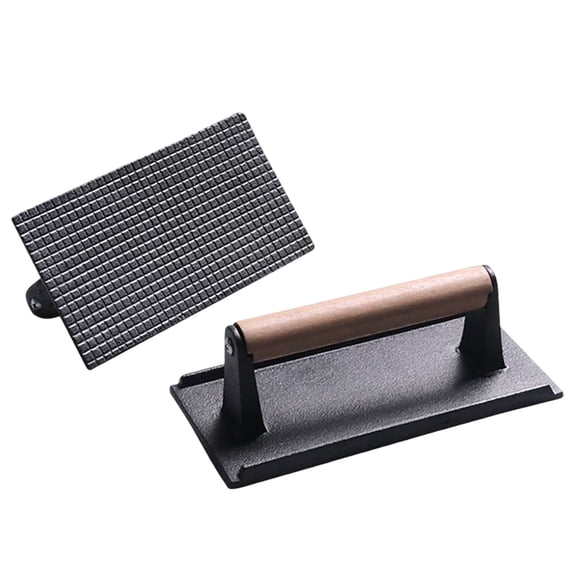 Cast Iron Bacon Grill Press, 8.3 Inch Heavy Duty Smash Burgers Press, Rectangular Meat Weight for Frying Pan Griddle BBQ, Cooking Barbecuing Camping Tailgate Tool