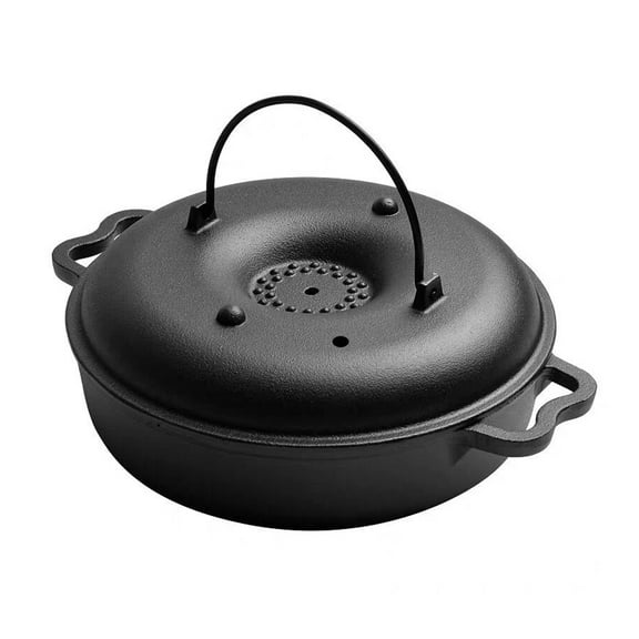Cast Iron Baking Pan With Lid Sweet Potato Pan For Picnic Camping Patio (22cm)