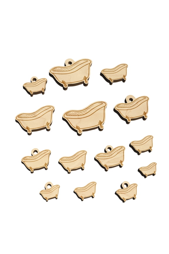 Cast Iron Bath Tub Wood Mini Charms Shapes DIY Craft Jewelry - No Hole - 16mm (22pcs)