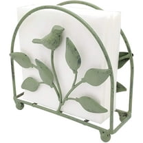 Cast Iron Bird & Tree Napkin Holder, Rustic Green Freestanding Tissue Dispenser for Kitchen, Dining Table & Farmhouse Decor
