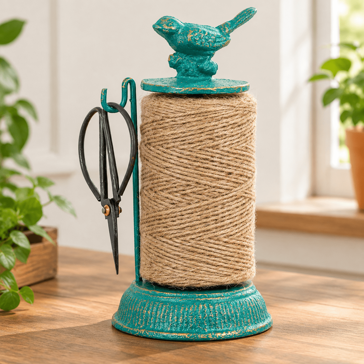 Cast Iron Bird Twine Holder Set-Twine String & Rope Rack & Scissor ...