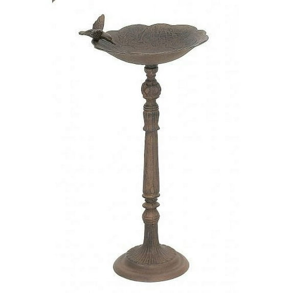 Cast Iron Birdbath Adorned with Hummingbird