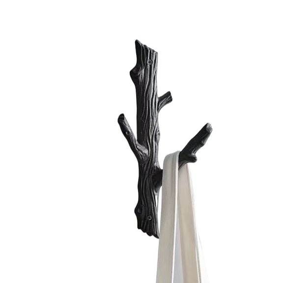 Cast Iron Branch Wall Hook 5-Hook Rustic Coat Rack Waterproof Farmhouse Towel Holder for Bathroom Kitchen Entryway Mudroom