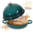thumbnail image 1 of Cast Iron Bread Pan with Lid 5.5qt Dutch Oven for Sourdough Bread 10" Round with Silicone Oven Mitts, 1 of 14