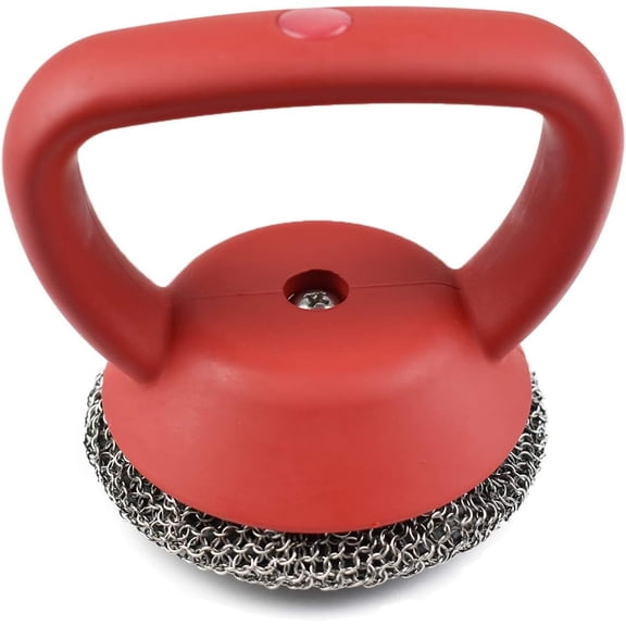Cast Iron Brush,Stainless Chainmail Brush,Metal Mesh Scraper for Cast Iron Skillet Oven Cleaner,Durable Sink Brush with Silicone Handle,Kitchen Scrubber