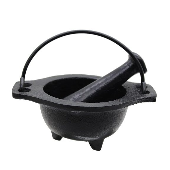 Cast Iron Cauldron Mortar and Pestle Set