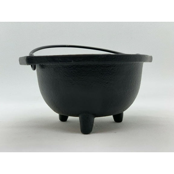 Cast Iron Cauldron With Handle, Witches Cauldron, Great for Use with Charcoal Incense, Smudge Sage (Large 4.25 Inches)