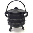 thumbnail image 1 of Cast Iron Cauldron w/Handle & lid, Ideal for smudging, Incense Burning, Ritual Purpose, Decoration, Halloween Decoration, Candle Holder, etc. (Ribbed Style 4" High, 2.25" Dia), 1 of 4