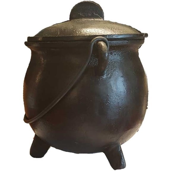 Cast Iron Cauldron with Lid - Black - 8 in. - Classic Design