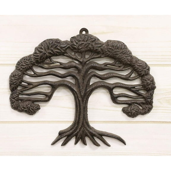 Cast Iron Celtic Tree of Life With Detailed Branch And Root Systems Wall Decor