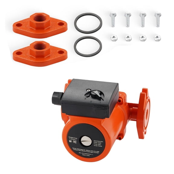 Cast Iron Circulator Pump, 17 GPM 120V Hot Water Recirculating Pump, 3/4" Flange, 3-Speed, Quiet for Home Heating