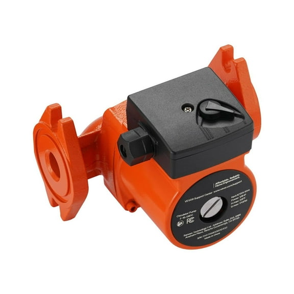 Cast Iron Circulator Pump, 17 GPM 120V Hot Water Recirculation Pump, 20ft Head, 1-Inch Flange, 3-Speed, Quiet Operation for Home Heating Systems