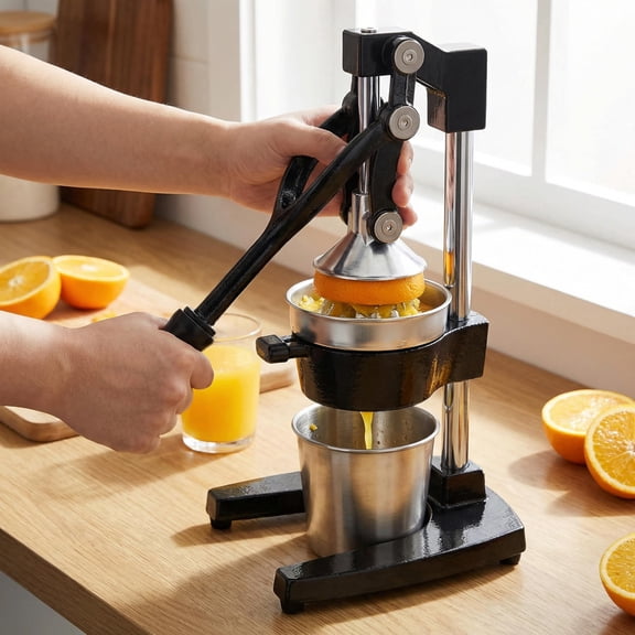 Cast Iron Citrus Juicer, Extra-Large Commercial Grade Manual Hand Press, Heavy Duty Countertop Squeezer for Fresh Orange Juice, Lemon, Lime, Grapefruit