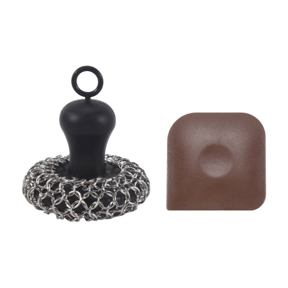 Cast Iron Cleaner Chainmail Scrubber, Upgraded Handle Scrubber Brush 316 Chain Mail