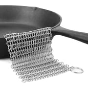 Cast Iron Cleaner Chainmail Scrubbing Pad Stainless Steel Skillet Scrubber Cleaner with Corner Ring Square 8x6 inch