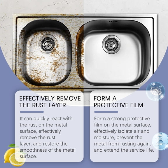 Cast Iron Cleaner, Metal Rust Remover, Highly Concentrated Rust Remover for Steel & Iron, Rust Remover for Metal, Heavy Duty Rust Remover, Quick-Action No-Scrub Formula That Dissolves Stubborn Rust