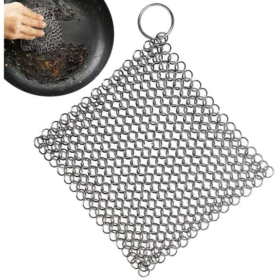 Cast Iron Cleaner, Stainless Steel Ring Cleaner, Pot Cleaner, Floor Scrubber, Floor Cleaner, Pan Cleaner, Cookware Cleaner, Frying Pan, Cooking Utensils (Square, 5 Inch)