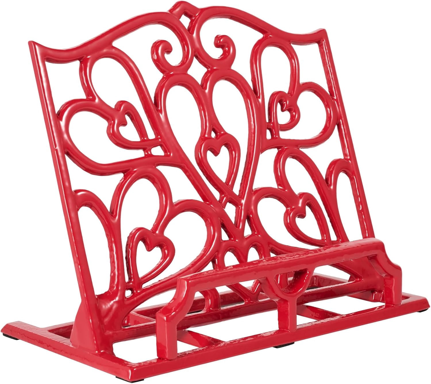 Cast Iron Cookbook Stand, Kitchen Recipe Holder Love Heart Red ...