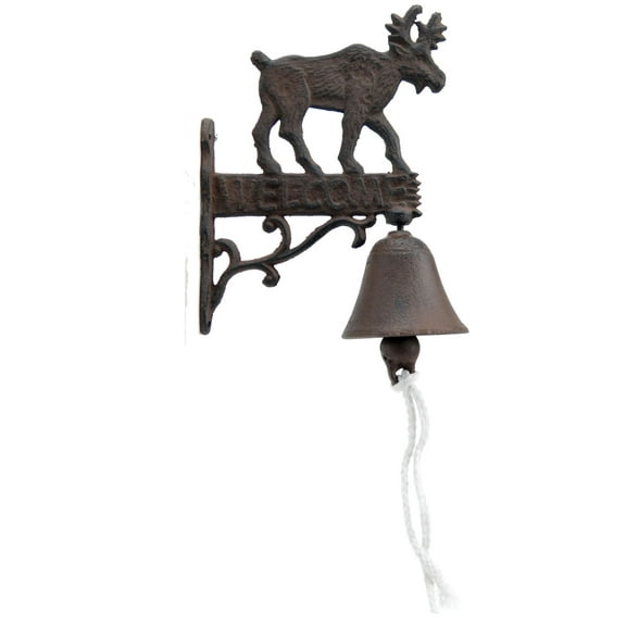 Cast Iron Dinner Bell Moose Welcome Sign Distressed Brown by Flag Emotes