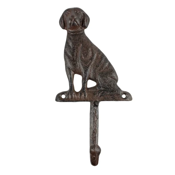 Cast Iron Dog Leash Wall Hook Key Towel Coat Purse Hanger Antique Brown 7 Inch