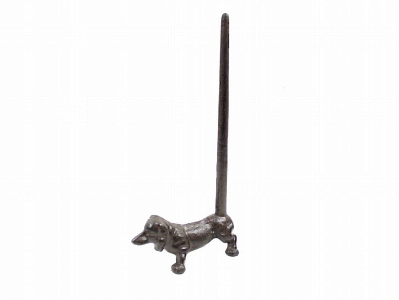 Cast Iron Dachshund Paper Towel Holder - Vintage Downward Dog Stand, Black, Kitchen & Bathroom Organizer - View #13