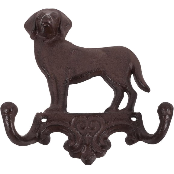 Cast Iron Dog Wall Hooks for Hanging, Heavy Duty Dog Leash Holder for Wall Mount Coat Hooks Decorative Key Hanger ,Entryway Cute Animal Decor Rustic Brown 1 Pack(Q)