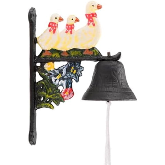 Cast Iron Door Bell Colorful Ducks Shape Dinner Bell for Outdoor Front Door, Porch, Wall Mounted Vintage Indoor Outdoor Farmhouse Decor TQGJPT1226$$Home Decor, Kitchen, & Other